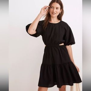 Madewell Seersucker Puff Sleeve Cutout Mini Dress